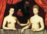 unknow artist Gabrielle d'Estrees and Her Sister,the Duchesse de Villars Sweden oil painting artist